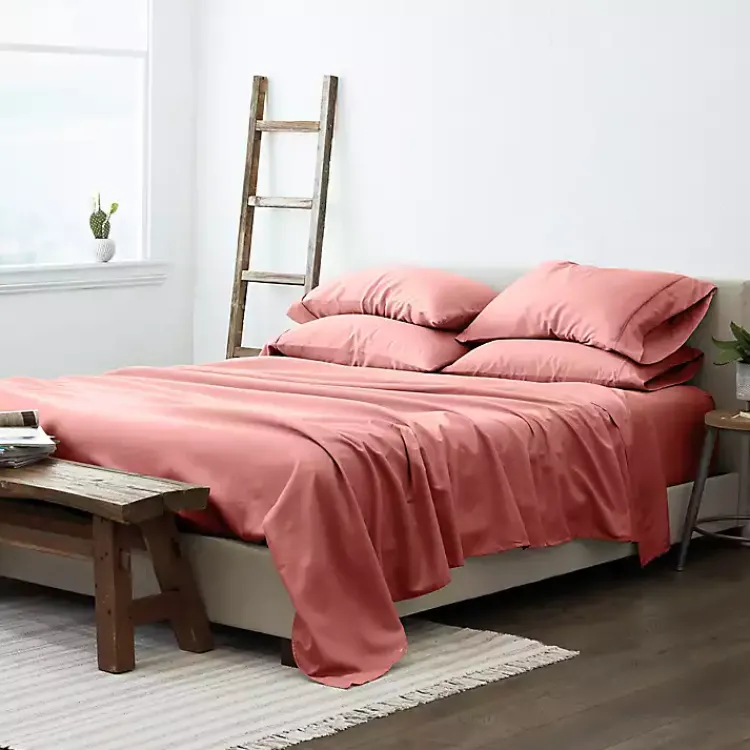 Kirklands Home Bed Sheets|Clay Solid 6-pc. Twin Sheet Set Orange