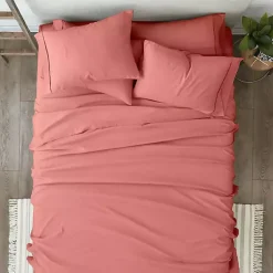 Kirklands Home Bed Sheets|Clay Solid 6-pc. Twin Sheet Set Orange