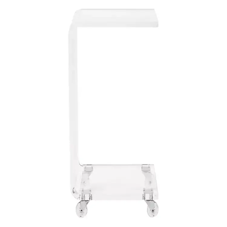 Kirklands Home Accent & End Tables|Acrylic Curved Edge C-Table with Wheels Clear