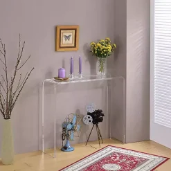 Kirklands Home Console Tables|Acrylic Curved Edge Console Table Clear