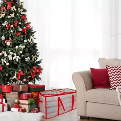 Sale Clear and Red Zip 128-pc. Ornament Storage Box Seasonal Storage