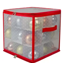 Discount Clear and Red Zip 27-pc. Ornament Storage Box Seasonal Storage