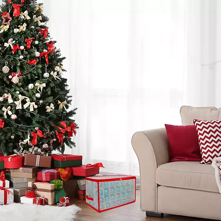 Hot Clear and Red Zip 112-pc. Ornament Storage Box Seasonal Storage