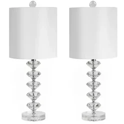 Kirklands Home Table Lamps|Clear Crystal Spindle Table Lamps, Set of 2 White