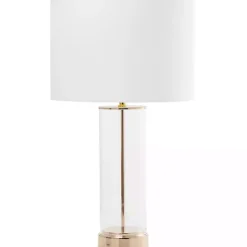 Kirklands Home Table Lamps|Clear Glass and Gold Stem Table Lamp White