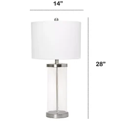 Kirklands Home Table Lamps|Clear Glass and Nickel Cylindrical Table Lamp White