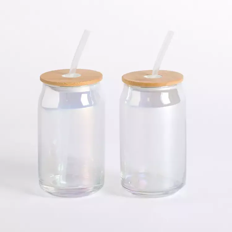 Kirklands Home Glassware & Drinkware|Glass Can Tumblers, Set of 2 Clear