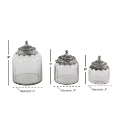 Sale Clear Glass Jars with Decorative Lids, Set of 3 Decorative Bowls & Jars