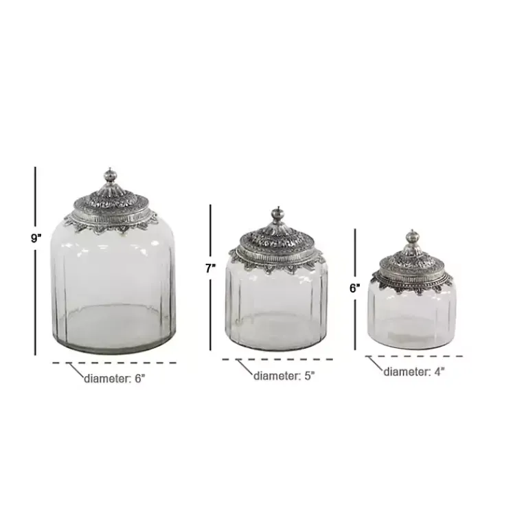 Sale Clear Glass Jars with Decorative Lids, Set of 3 Decorative Bowls & Jars