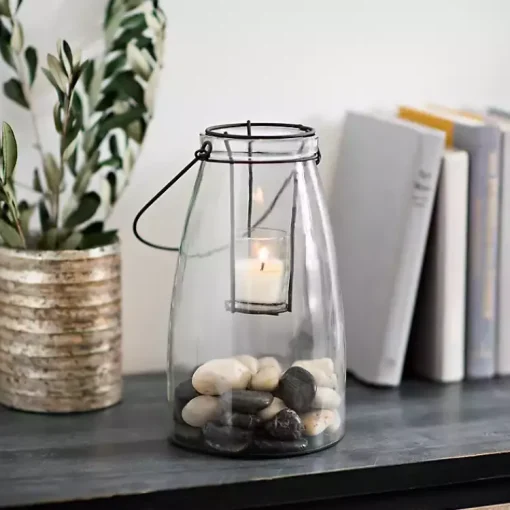 Sale Glass Lantern With Metal Insert Lanterns