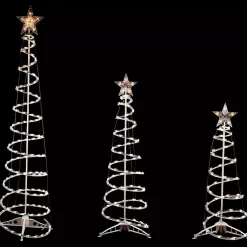New Clear Pre-Lit Spiral Christmas Trees, Set of 3 Outdoor Christmas Decorations