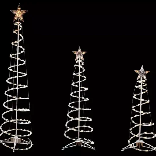 New Clear Pre-Lit Spiral Christmas Trees, Set of 3 Outdoor Christmas Decorations