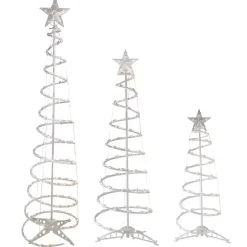New Clear Pre-Lit Spiral Christmas Trees, Set of 3 Outdoor Christmas Decorations