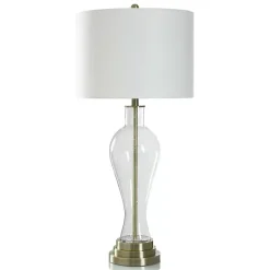 Kirklands Home Table Lamps|Clear Seeded Glass and Brass Table Lamp