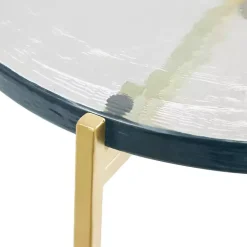 Kirklands Home Accent & End Tables|Clear Textured Glass & Gold Iron Accent Table