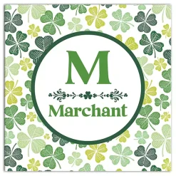 Clearance Clover Personalized Monogram Canvas Wall Plaque St Patricks Day Decorations
