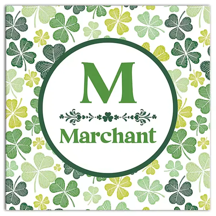 Clearance Clover Personalized Monogram Canvas Wall Plaque St Patricks Day Decorations