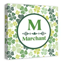 Clearance Clover Personalized Monogram Canvas Wall Plaque St Patricks Day Decorations