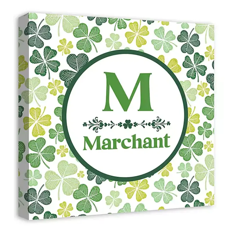 Clearance Clover Personalized Monogram Canvas Wall Plaque St Patricks Day Decorations