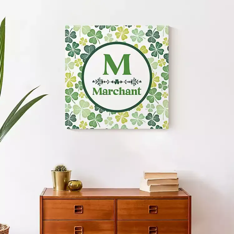 Clearance Clover Personalized Monogram Canvas Wall Plaque St Patricks Day Decorations