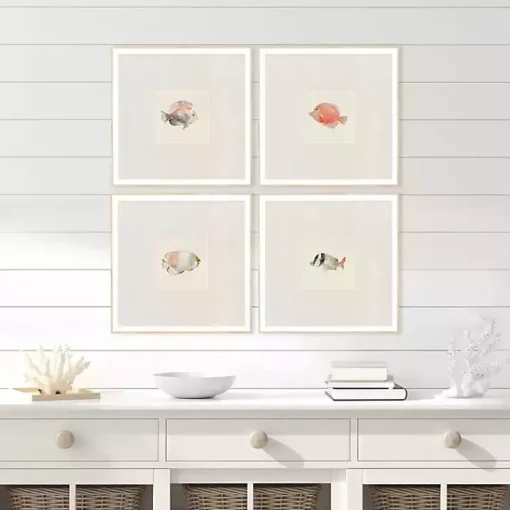 Kirklands Home Framed Art|Coastal Medley Framed Art Prints, Set of 4 Gray