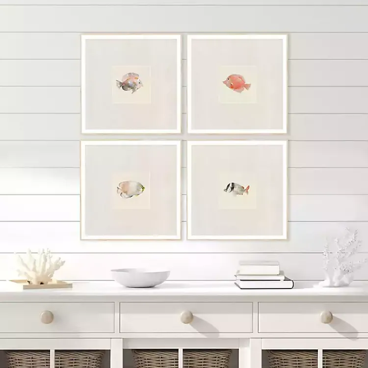 Kirklands Home Framed Art|Coastal Medley Framed Art Prints, Set of 4 Gray