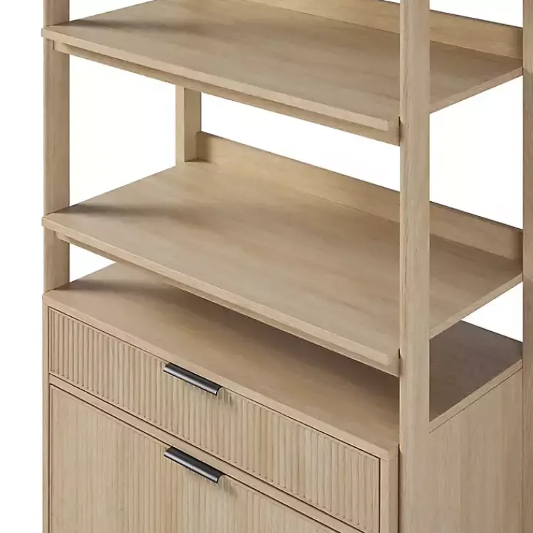 Kirklands Home Bookshelves|Coastal Oak 2-Drawer Modern Wood Bookcase Tan