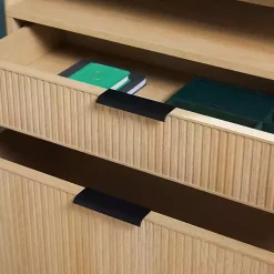 Kirklands Home Bookshelves|Coastal Oak 2-Drawer Modern Wood Bookcase Tan