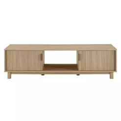 Kirklands Home Tv Stands & Media Consoles|Coastal Oak Fluted 2-Door Compact TV Sd Tan
