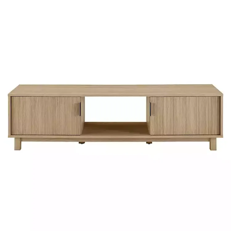 Kirklands Home Tv Stands & Media Consoles|Coastal Oak Fluted 2-Door Compact TV Sd Tan