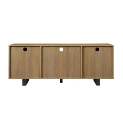 Kirklands Home Tv Stands & Media Consoles|Coastal Oak Grooved Media Cabinet Tan