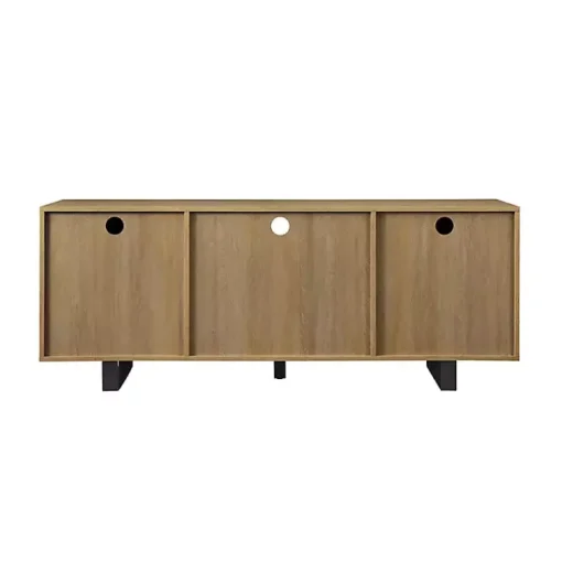 Kirklands Home Tv Stands & Media Consoles|Coastal Oak Grooved Media Cabinet Tan