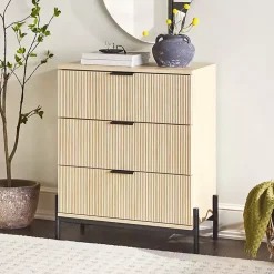 Kirklands Home Dressers & Chests|Coastal Oak Reeded 3-Drawer Dresser Tan