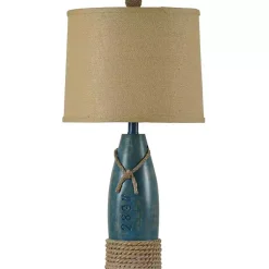 Kirklands Home Table Lamps|Coastal Sea Blue Table Lamp Tan