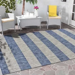 Kirklands Home Outdoor Rugs|Coastal Stripes Indoor/Outdoor Area Rug, 5x7