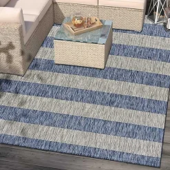 Kirklands Home Outdoor Rugs|Coastal Stripes Outdoor Area Rug, 7x9