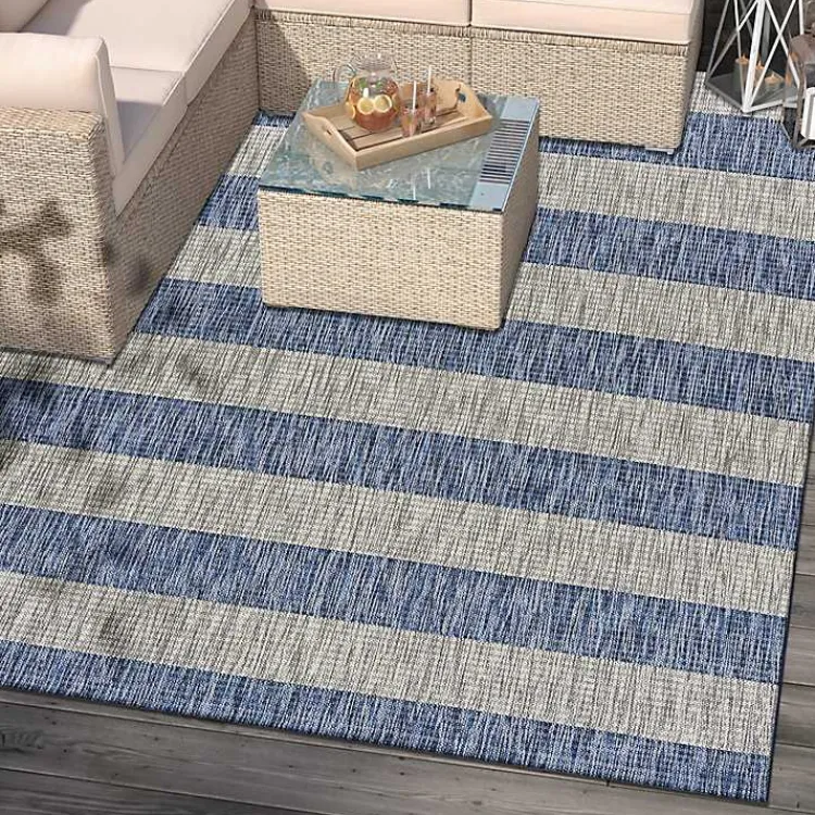 Kirklands Home Outdoor Rugs|Coastal Stripes Outdoor Area Rug, 7x9