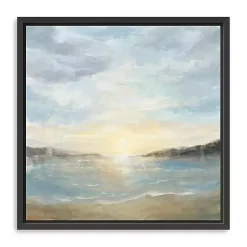Kirklands Home Canvas Art|Coastal Sunset Framed Canvas Art Print, 30x30 in. Blue