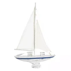 Sale Coastal White and Blue Sailboat Statue Statues & Figurines
