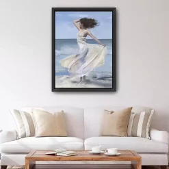 Kirklands Home Canvas Art|Coastal Woman in Dress Framed Canvas Art Print