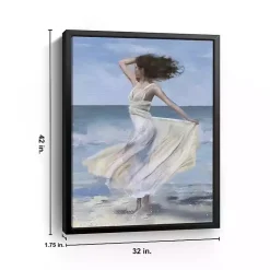 Kirklands Home Canvas Art|Coastal Woman in Dress Framed Canvas Art Print