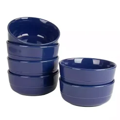 Kirklands Home Dinnerware|Cobalt Linear Cereal Bowls, Set of 6 Blue
