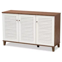 Kirklands Home Entryway Furniture|Collier Two-Tone 3-Door Shoe Storage Cabinet