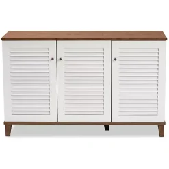 Kirklands Home Entryway Furniture|Collier Two-Tone 3-Door Shoe Storage Cabinet