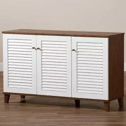 Kirklands Home Entryway Furniture|Collier Two-Tone 3-Door Shoe Storage Cabinet