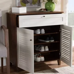 Kirklands Home Entryway Furniture|Collier Two-Tone Drawer Shoe Storage Cabinet