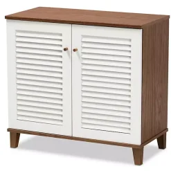 Kirklands Home Entryway Furniture|Collier Two-Tone Slatted Shoe Storage Cabinet