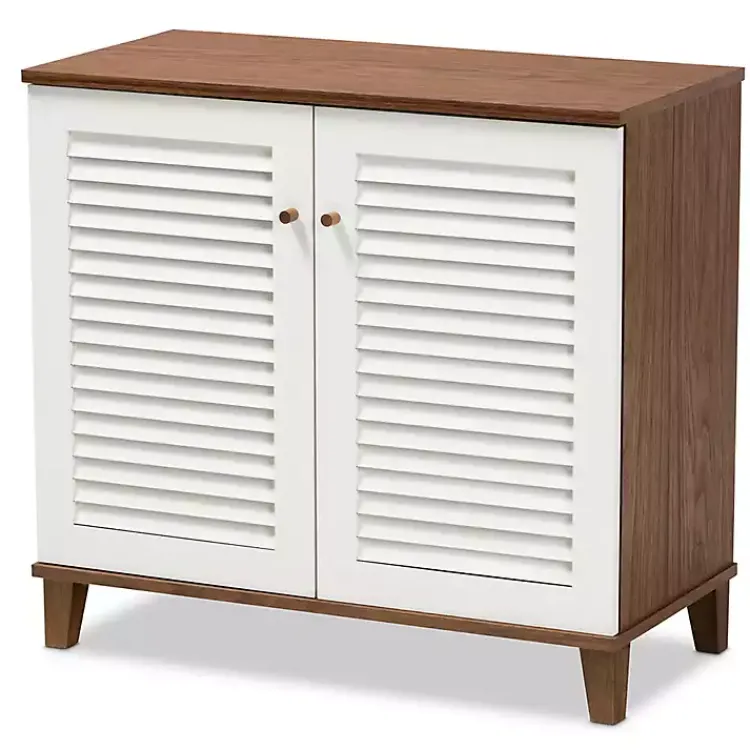 Kirklands Home Entryway Furniture|Collier Two-Tone Slatted Shoe Storage Cabinet