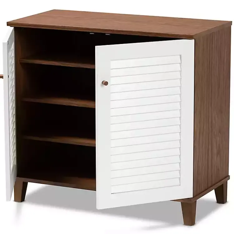 Kirklands Home Entryway Furniture|Collier Two-Tone Slatted Shoe Storage Cabinet