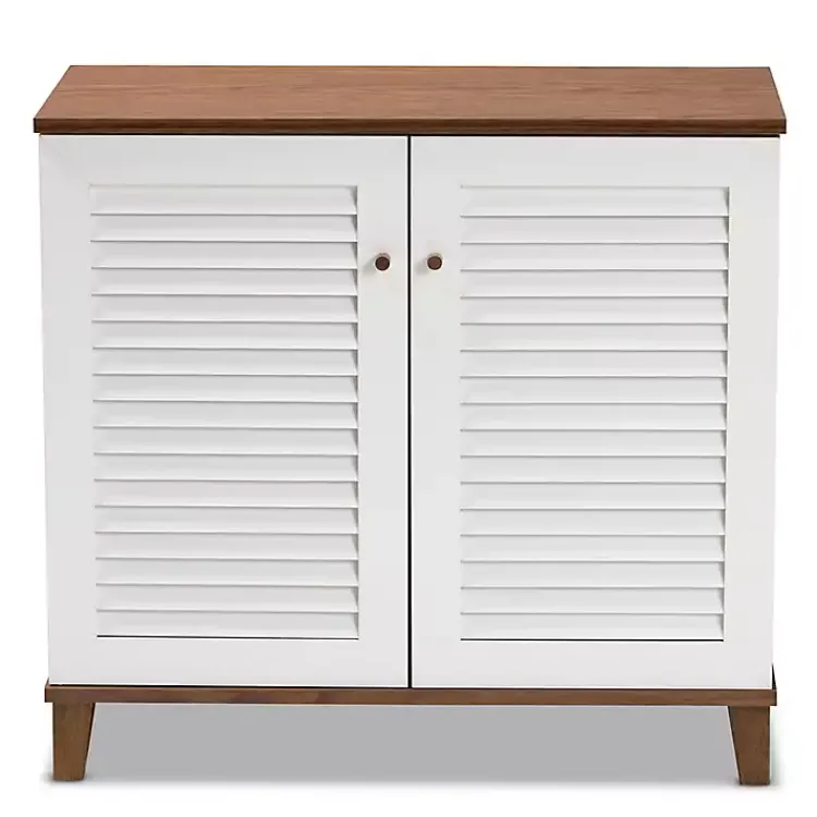 Kirklands Home Entryway Furniture|Collier Two-Tone Slatted Shoe Storage Cabinet
